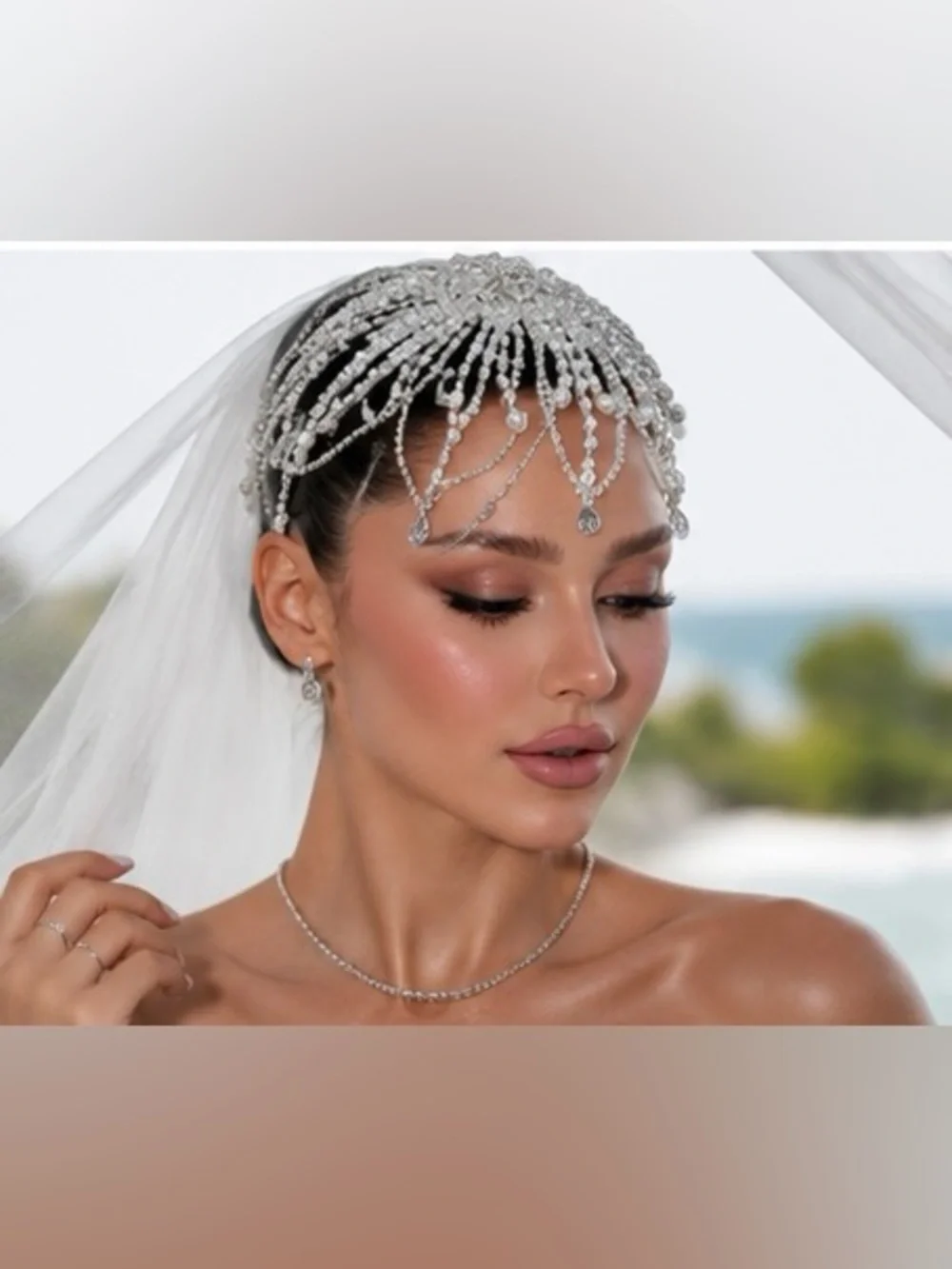 Crystal Pearl Bridal Headpiece | Wedding Hair Vine | Rhinestone Head Chain | Bri